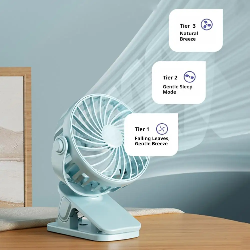 Portable Clip Fan with LED Light | USB Rechargeable Desk Fan Wall Mounted Dormitory Cooling Fan 5