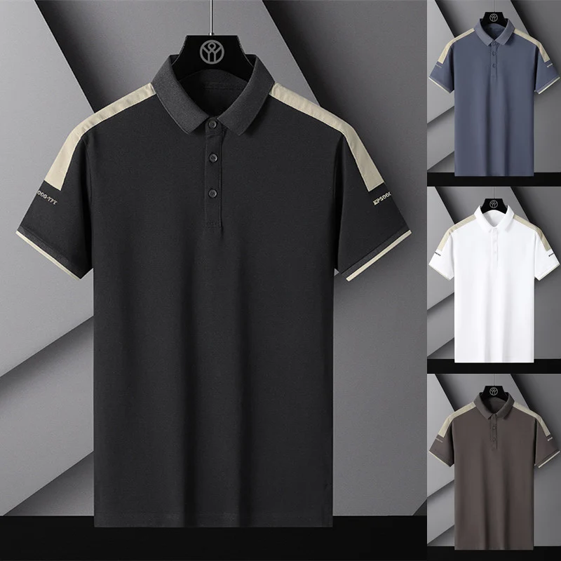 

Summer Casual Polo Shirt Men Business Short Sleeve Tops Tees Fashion Lapel Slim Fit Solid Color Polo Shirt for Men Basic T-shirt
