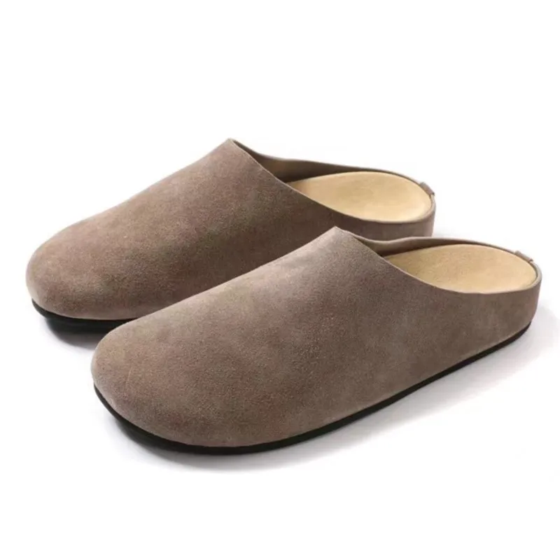 Gacimy Fashion Clogs Slippers For Women Outdoor Casual Flat Mules Comfort Thick Sole Suede Slippers Female Non-slip Beach Shoes