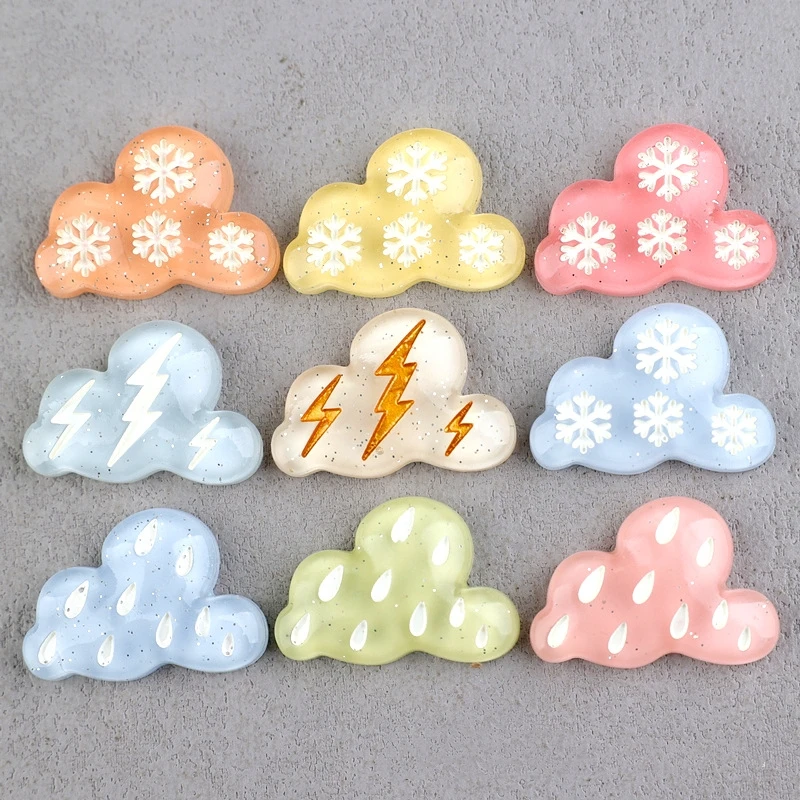 

20pcs New Resin Kawaii Clouds Accessories Lightning Snow Cloud Cabochon Flatback Jewelry Parts Decorations DIY Supplies