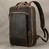 Vintage Travel Backpack leather double zipper bagpack male crazy horse leather backpack handmade leather travel bag men bag 1