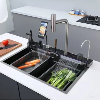 Whale shark ก๊อกน้ําอ่างล้างจานน้ําตกอ่างล้างจานใหม่นูน Single Slot โมเดิร์นดิจิตอลจอแสดงผลอ่างล้างจาน 2