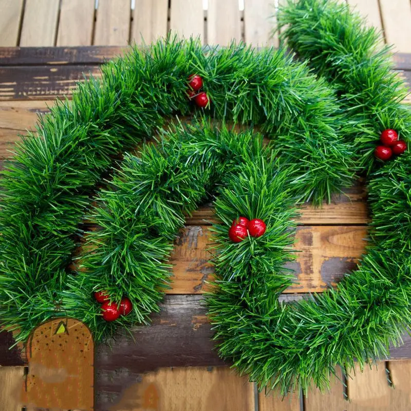 2/4M Green Christmas Tree Decoration Ribbon Garland Christmas Tree Bar Tops Ornaments Xmas Tinsel Grass Ring Family Reunion Party christmas decorations