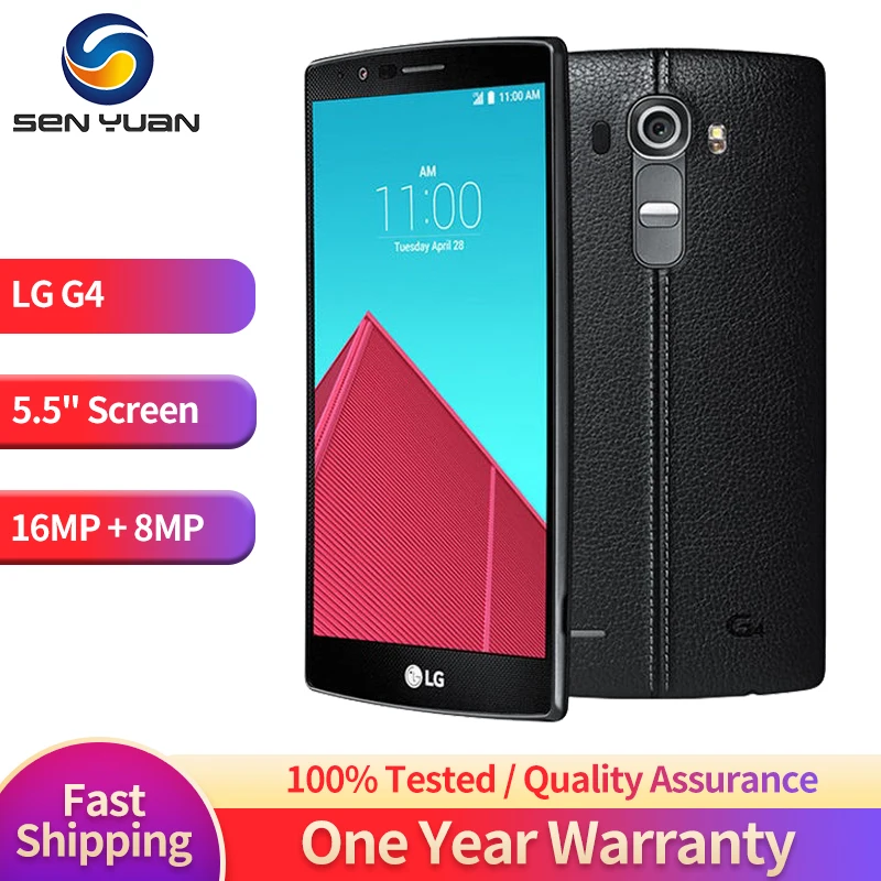 

Оригинальный Восстановленный сотовый телефон LG G4 H815 H810-99% Новый 5,5 ''3 ГБ ОЗУ 32 Гб ПЗУ 16 Мп + 8 Мп 1080P Android Hexa Core 4G
