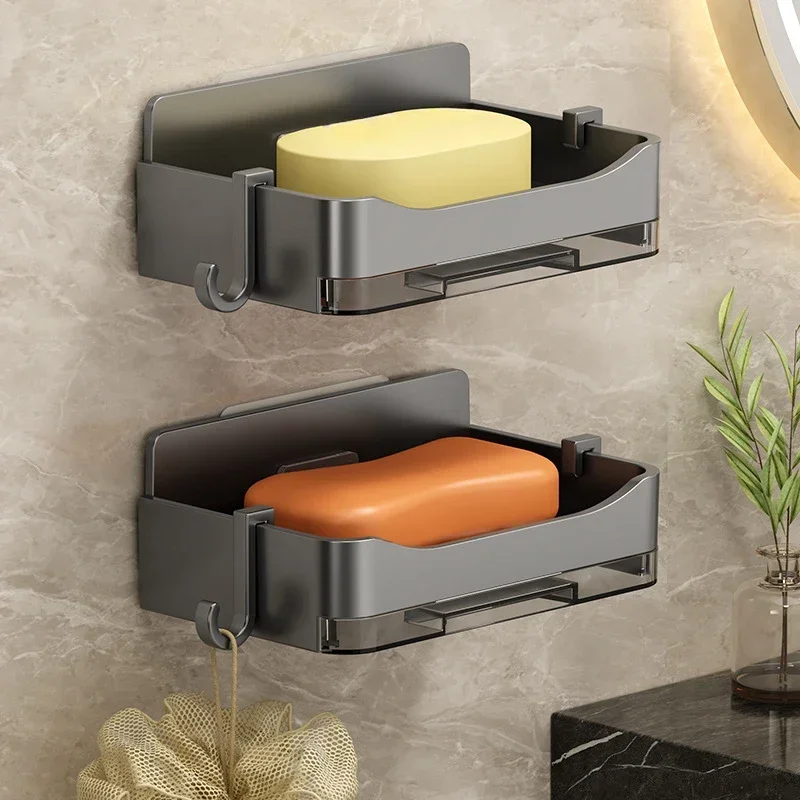 Bathroom Soap Holder soap holder soap dish rack shower soap tray Free-Punching Wall Mounted Soap Sponge Holder Organizer Double Drainage Dish Bathroom Accessories