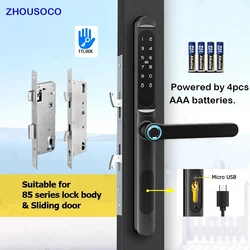 Waterproof IP66 Fingerprint Sliding Lock TTLock Bluetooth Aluminum Smart Door Lock APP RFID Card Passwor Keyless Electronic Lock