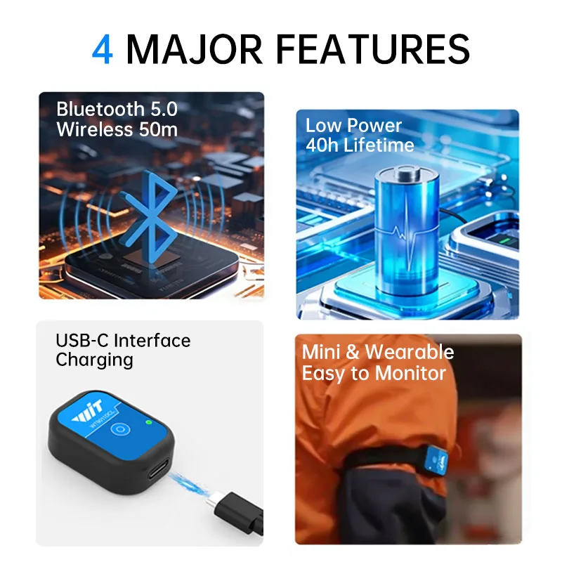 WitMotion WT9011DCL-BT50 Bluetooth 5.0 가속도계 자이로 스코프 각도 센서 전자 나침반 자력계 경사계