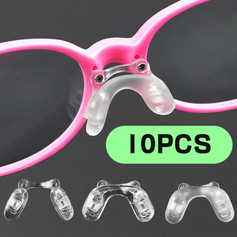 Kid's Eyewear Nose Pad Soft Silicone Nose Bridge Saddle Screw Type Double Hole Pads Bracket Integrated Accessorie 10 PCS