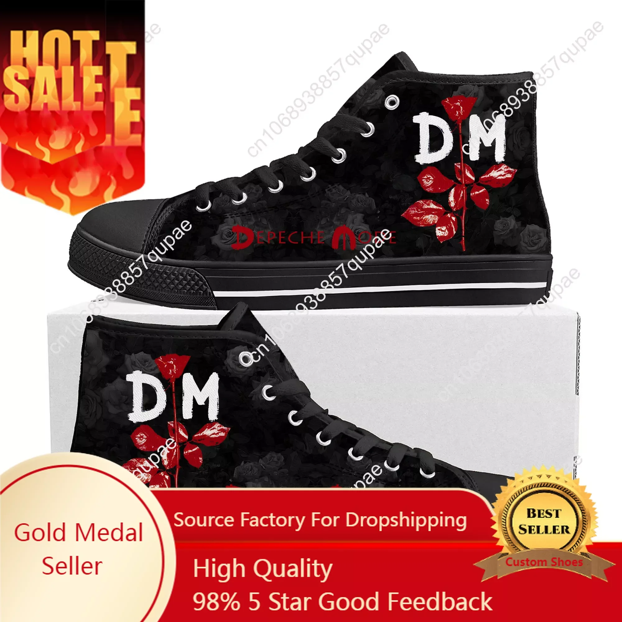 

Depeche Rock Band Mode High Top Sneakers Men Women Teenager High Quality Canvas Sneaker Violator Casual Couple Shoes Custom Shoe