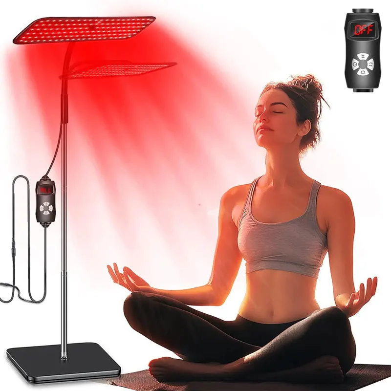LED Red Light Therapy Panel with Stand 660nm 850nm Near Infrared Therapy Lamp Devices for Body Pain Relief and Skin Care