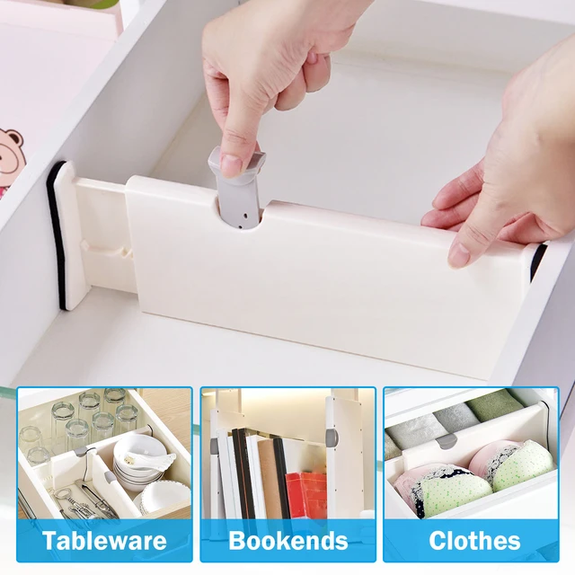 Household Drawer Storage Drawer Dividers Adjustable Drawer Organizer for  Socks Underwear Makeup Kitchen Bedroom Dresser White - AliExpress