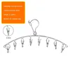1pcs Stainless Steel Sock Rack With Windproof Curved 8-Clip Solid Clothes Rack Multifunctional Dual-Purpose Clothes Rack 6