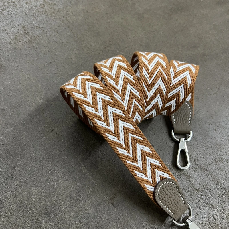 2.7cm Wide Canvas Belt With Etoupe Togo Leather For Evelyn Bag Shoulder Strap Bag Accessories