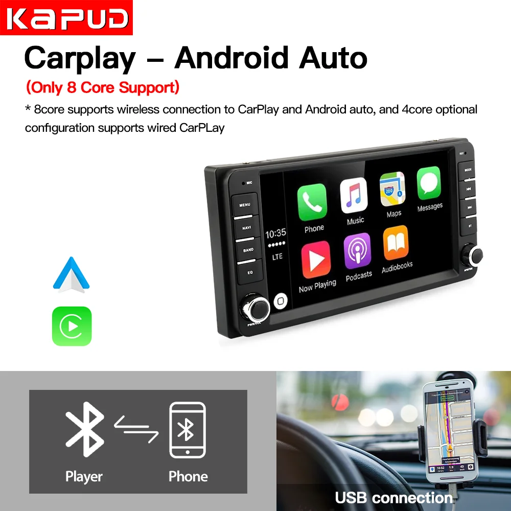 Kapud Android 200*100 Car Multimedia Radio For Toyota Rav4 Hilux Corolla Terios Prado Aqua Vish CarPlay AUTO DSP GPS WIFI SWC BT