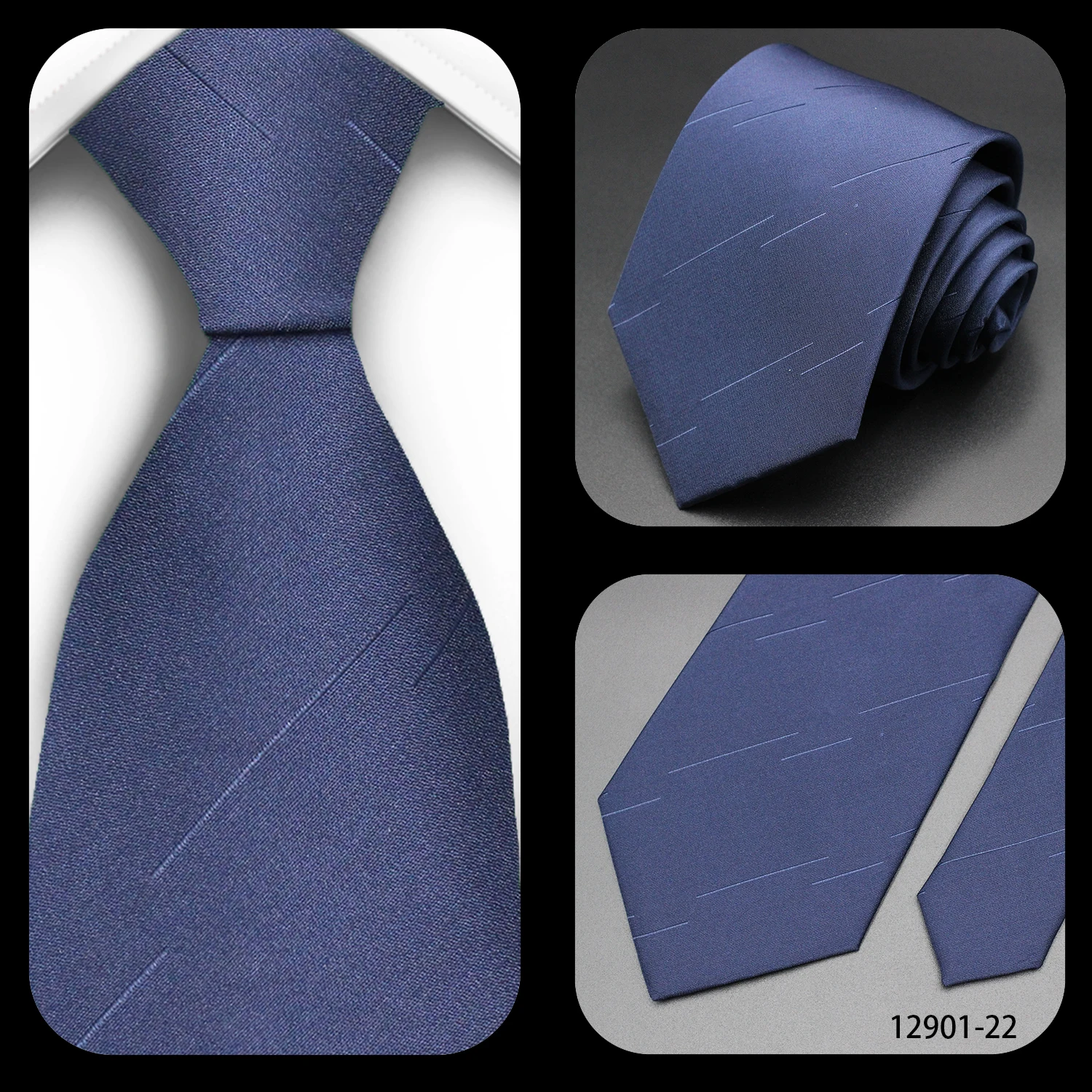 NEUE 8cm Krawatte für Herren Luxuriöse Gestreifte Blau-Marine Business-Krawatte Anzug-Krawatte Hochzeit Party Krawatte Herren Geschenk – Detail 12