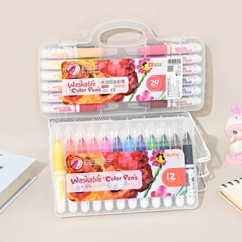 Pennarelli lavabili solubili in acqua da 12/24 colori - Portatili e non tossici per bambini Forniture per l'aula scolastica adatte ai viaggi Piccolo regalo