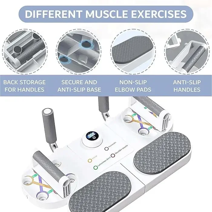 Push Up Bar Flat Support Trainer Board with Handles Resistance Bands Suitable for Strength Training for the Chest