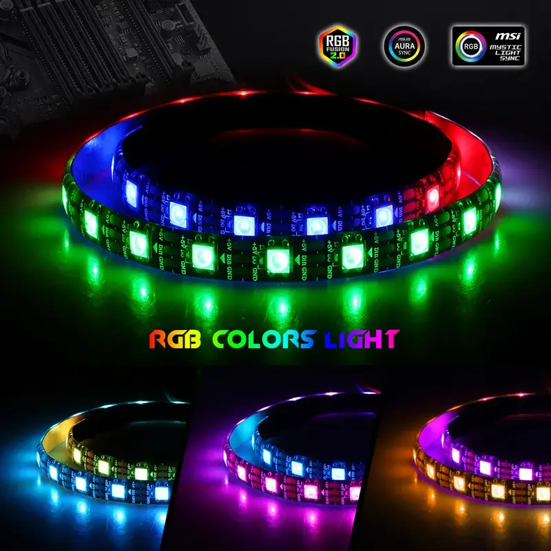 Addressable Rainbow PC Digital WS2812b LED Strip Light for 5V 3pin ARGB Header PC Case Asus Aura Sync RGBIC Fusion MSI Mystic - Image 5