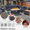 Outdoor Patio Furniture Set 11 Piece Dark Brown Rattan Sectional Sofa PE Wicker Conversation Chairs with 45" Propane Fire 3