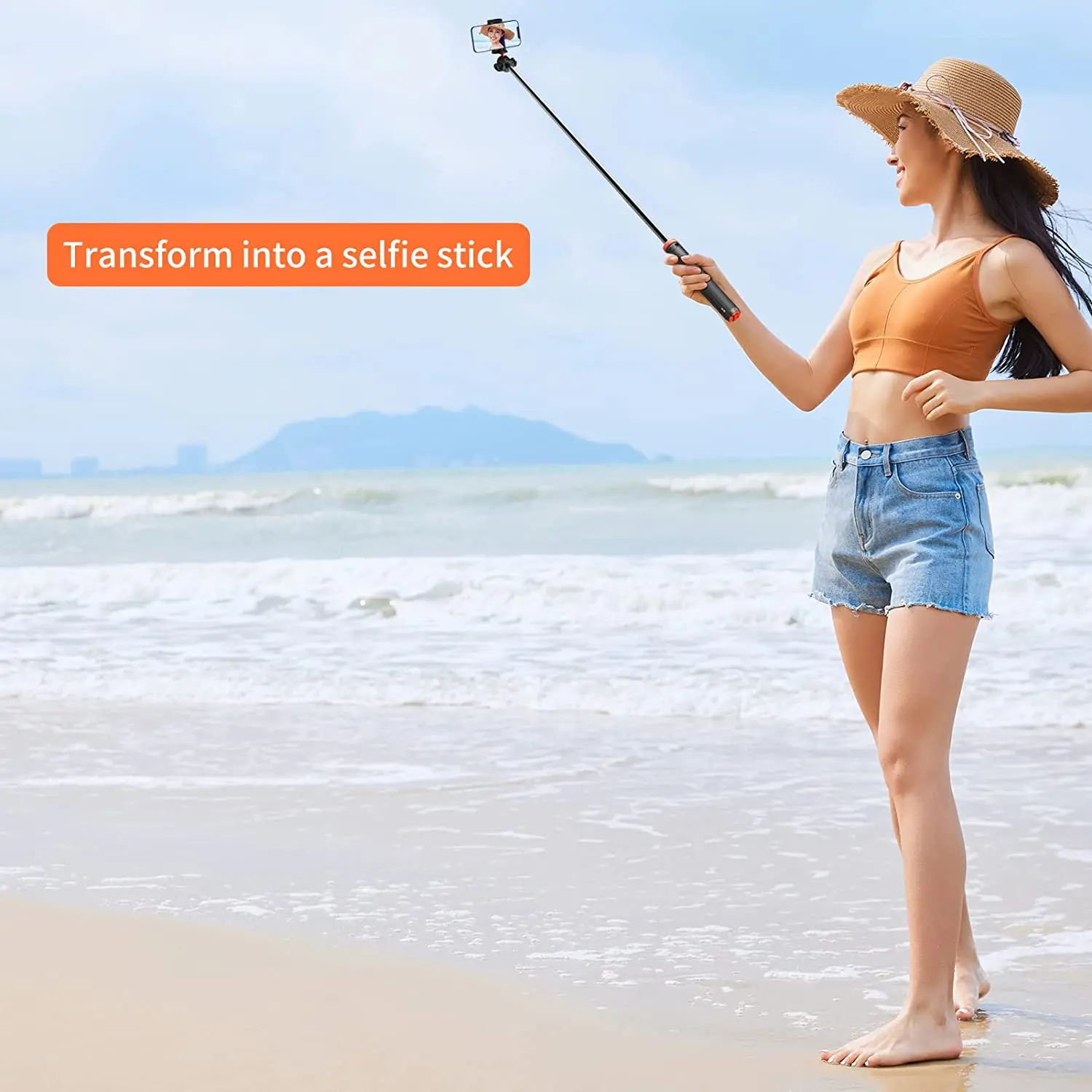 UURIG TP-02 Selfie Stick Tripod Stand with Flexible Ball 130cm Max.Height 1/4 ''Screw Connection for Smartphone Camera Vlog Live