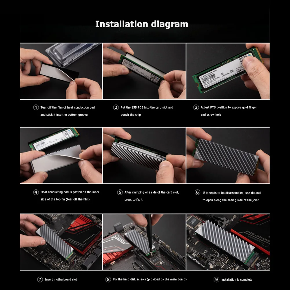 SSD Heatsink Jonsbo M.2 NVMe M2 2280 Solid State Hard Disk Aluminum with Silicone Thermal Pad PC Accessories