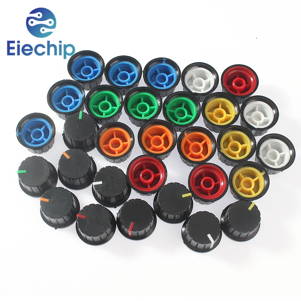 30PCS/Lot 6 Color 24x15mm WH148 Rotary Potentiometer Knob Cap, Plastic Knob Cap for Light and Sound Control, diy volume knob несмываемый спрей уплотнитель для придания объема biorich light anti static volume spray