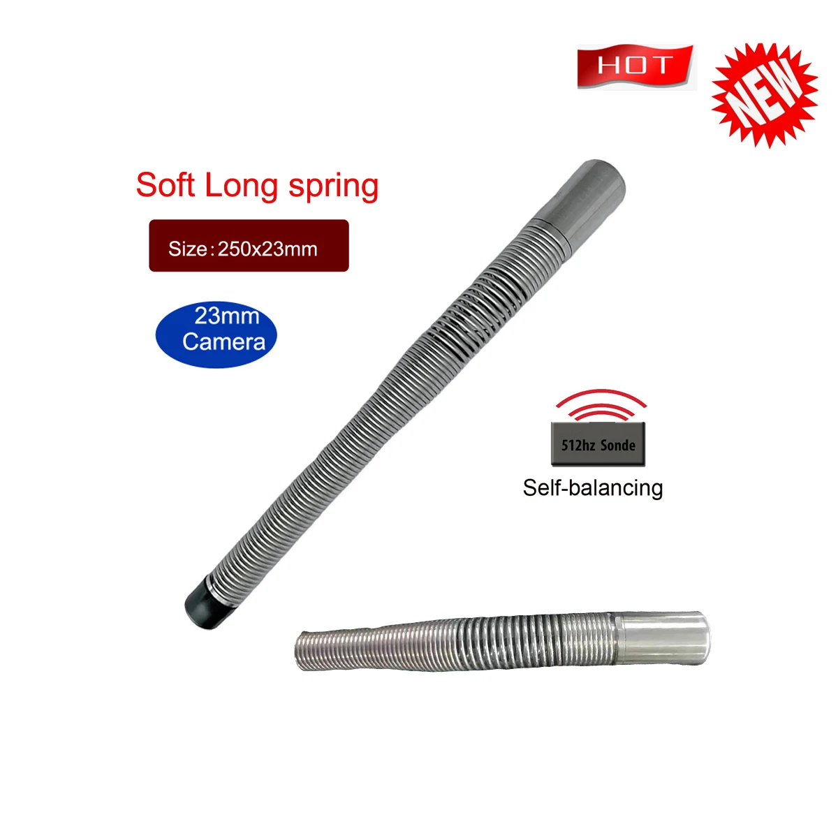 Soft Long spring 512hz Transmitter Self Leveling Balance 23mm Camera Head For Sewer Pipe Inspection camera w/12 LEDs spring line connecting cable gx12 4 sewer pipe inspection endoscope camera car video truck trailer aviation rear view wire