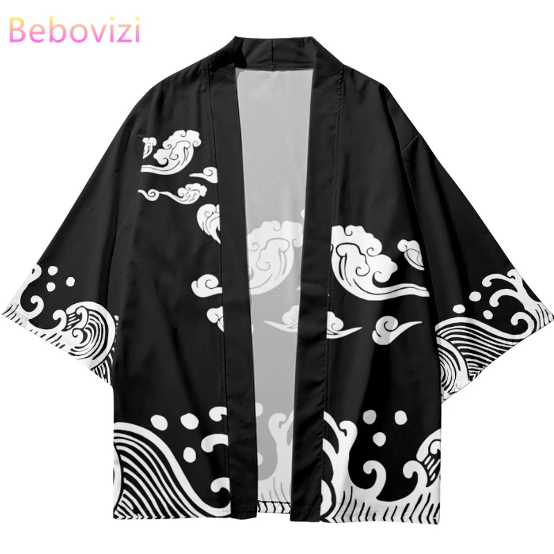 Japanese Style Traditional Print Beach Yukata Women Men Kimono Harajuku Cardigan Samurai Cosplay Haori Robe Clothing Asian