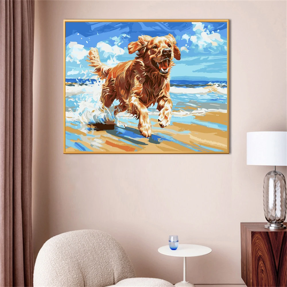 

Painting by Numbers For Adult Running dog Dropshipping Canvas Oil Paint by Number Home Decor