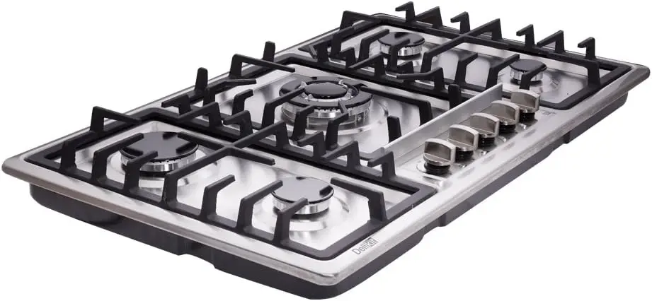 34 inch Gas Cooktop Dual Fuel Sealed 5 Burners Stainless Steel Gas Cooktop Drop-In Hob DK258-A01 Cooker