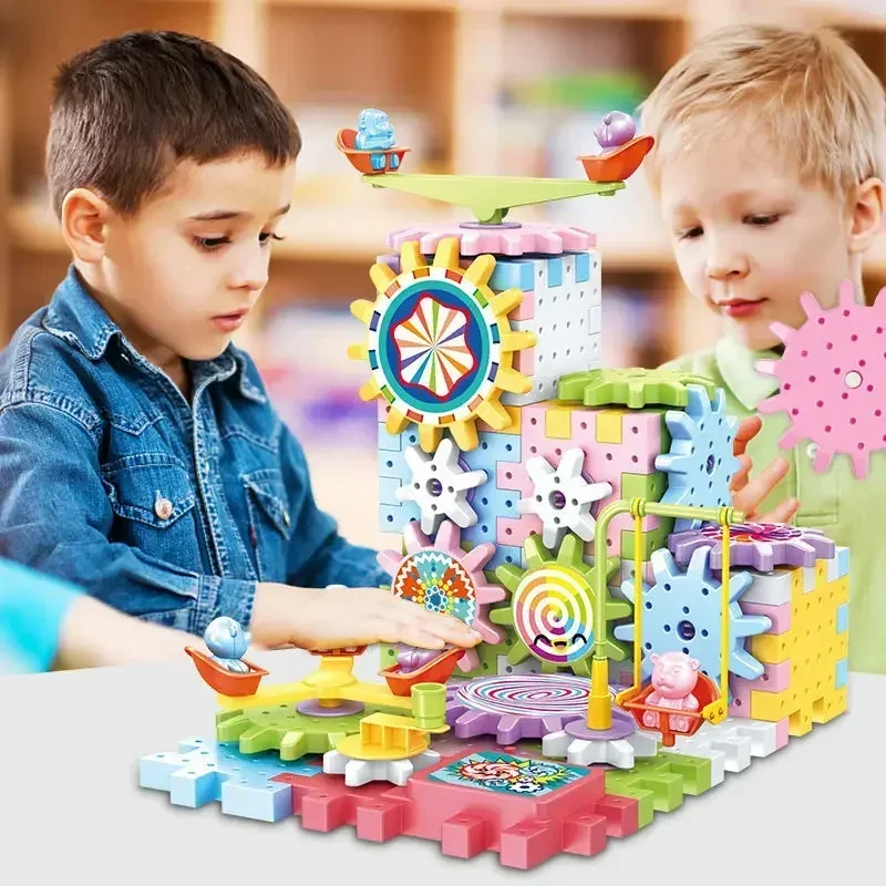 Puzzle Building Block Toy Technical Bricks 263pcs Electric Gears 3D Model Building Blocks Plastic Kid House Blocks Bricks Educational Construction Toys for Children Gifts