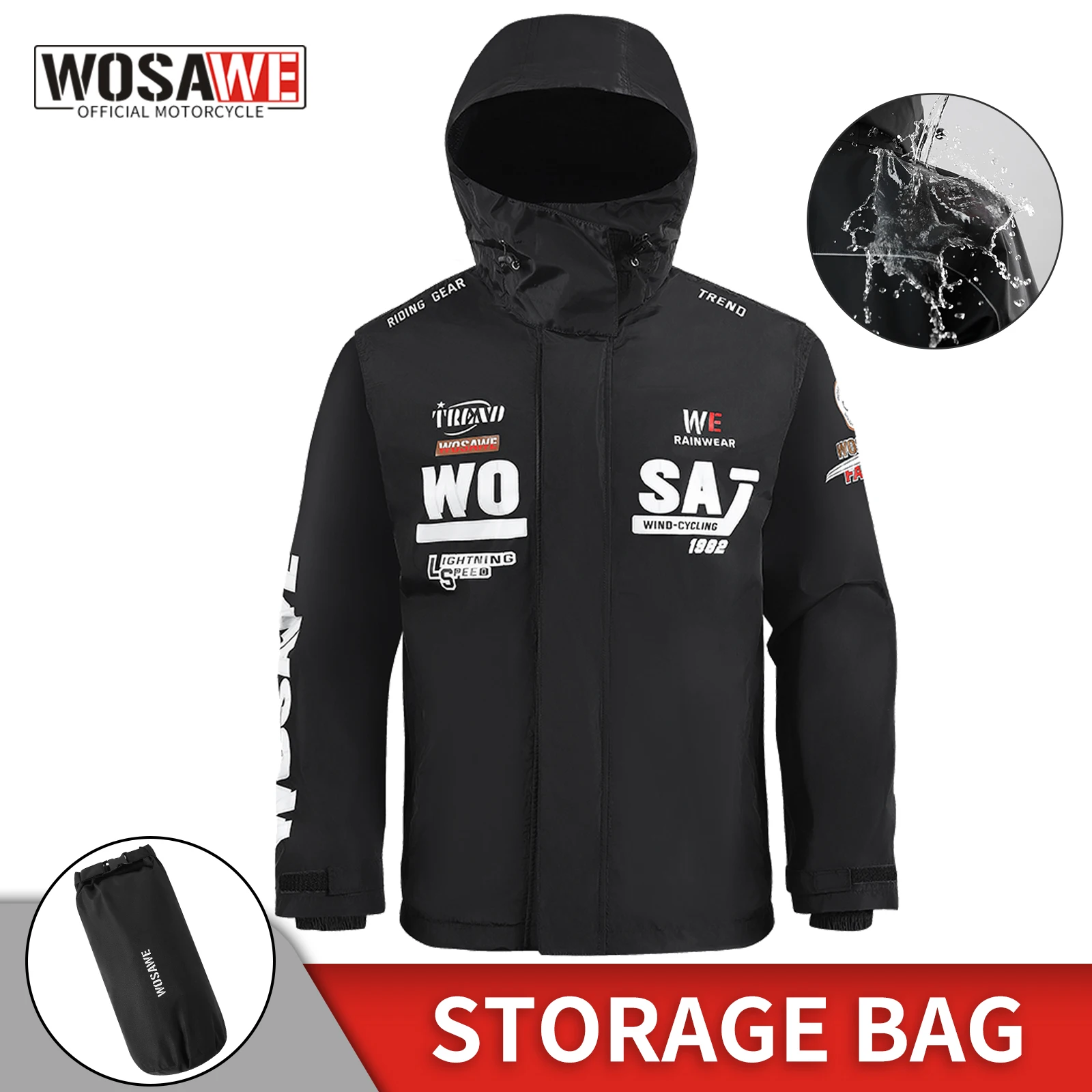 WOSAWE Motorcycle Raincoat Waterproof Reflective Moto Rain Jacket Motocross Rain Coat Men Women Cycling Motocross Gear motorcycle jacket motorcycle raincoat bike raincoat
