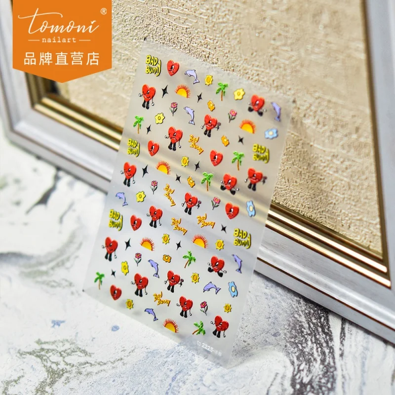 

[Meow.Sensei] Relief Nail Stickers Popular Japanese Ins Style Nail Sticker Bad Bunny Nail Ornament