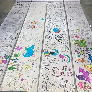 5 rotoli di carta per graffiti – Carta da disegno, tagliabile, adatta per colorare e disegnare, regali di Capodanno/Halloween/Natale