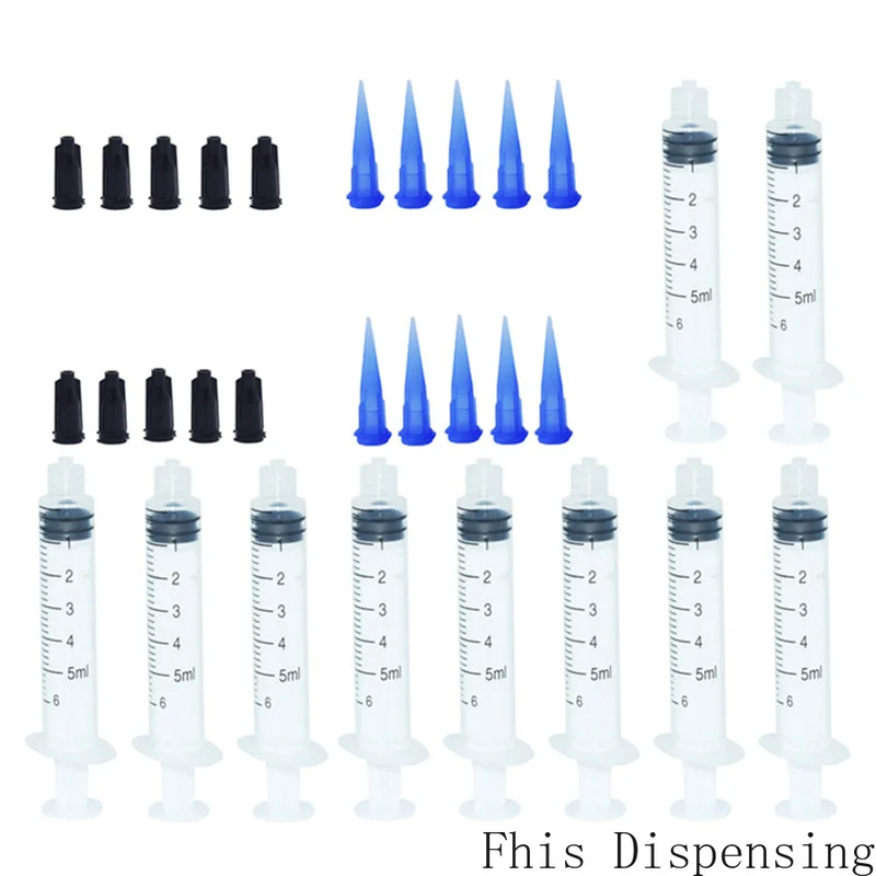 

5ml 5cc Syringes 22G Dispensing Tips Caps Adhesives Glue Craft Hobby Pack of 5