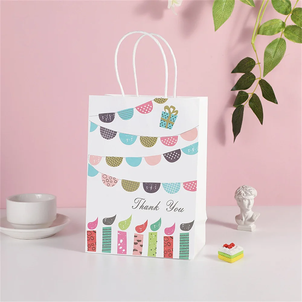 4 bolsas de regalo de feliz cumpleaños con asa, bolsas de papel para envolver dulces de cumpleaños para niños, bolsas de regalo para fiestas de cumpleaños, suministros de decoración