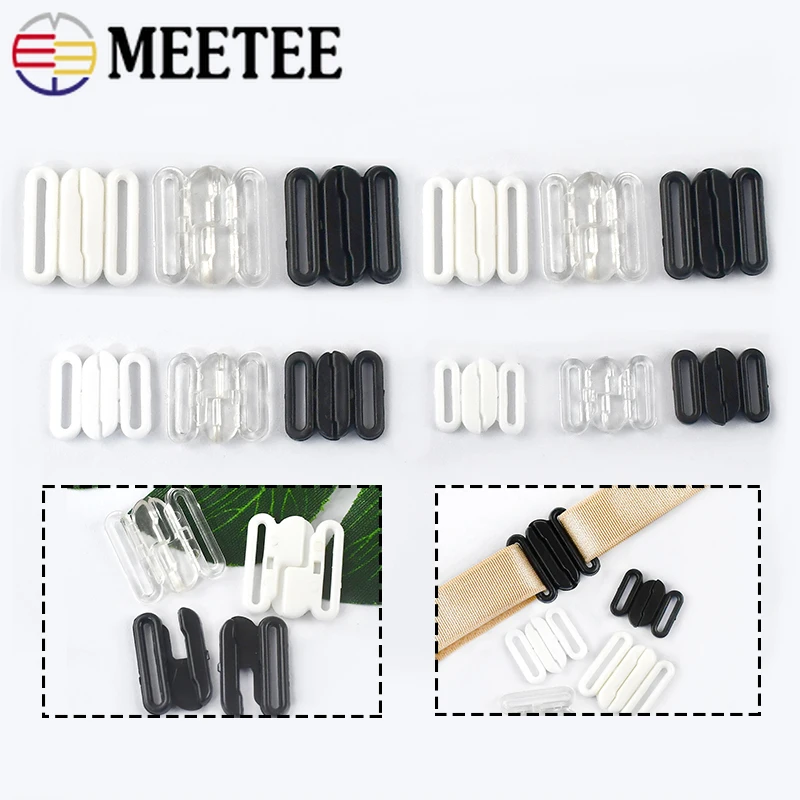 20/50/100Sets 10-20mm Plastic Bra Buckle Bikini Adjustable Hook Underwear  front Snap Button Shoulder Strap Clip DIY Accessories