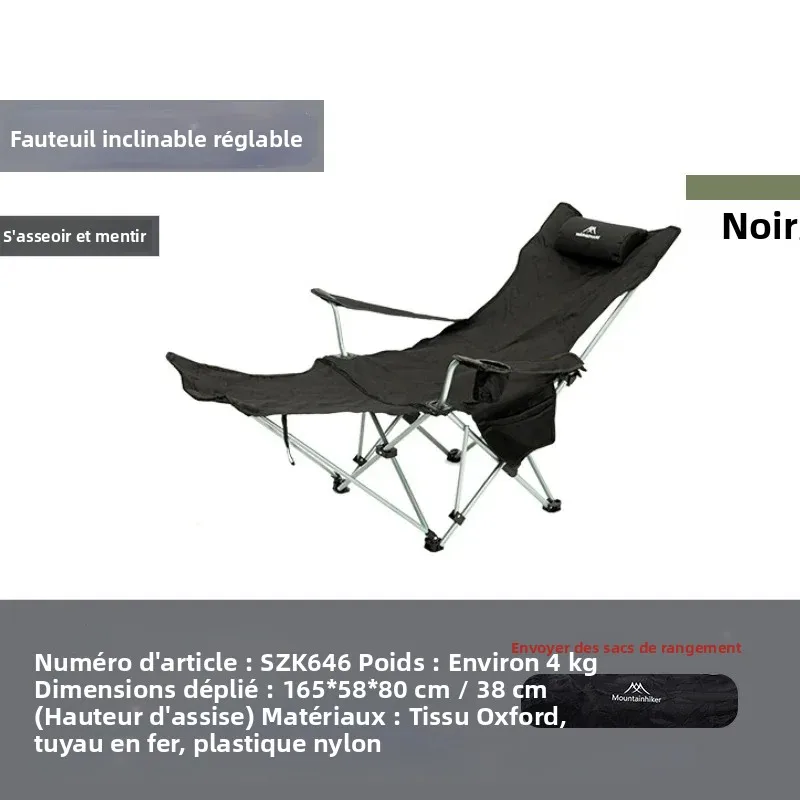 Chaise longue réglable 4 positions pêche camping ultra-légère portable extérieur étudiants artistes