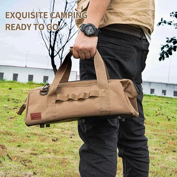 Borsa Porta Attrezzi da Campeggio, Kit Utensili di Grande Capacità, Appendibile con Moschettone, Chiusura a Cinque Punte, Disponibile in Cinque Colori