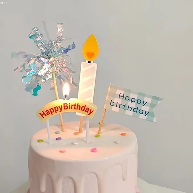 Cake Candles Long Colorful Wedding Decor Festival Table Decor Set Happy Birthday Cake Toppers