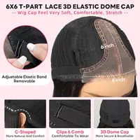 Wear and Go-Perruques de cheveux en couches sans colle, perruque de fermeture en dentelle 6x6, dentelle prédécoupée sans colle, cheveux humains mélangés, délié naturel, 30 po 5