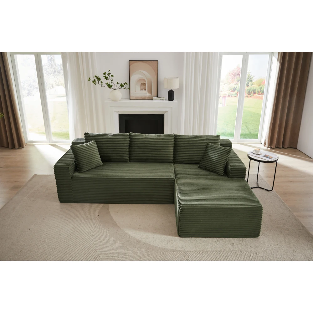 L-förmiges Modulares Ecksofa 3-Sitzer Memory-Schaum Wolkensofa mit Übergroßer Chaiselongue für Wohnzimmer – Detail 6