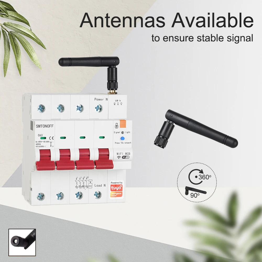 Tuya Smart WiFi RS485 4P MCB Breaker Prepaid Meter Timer Switch Voltage Current