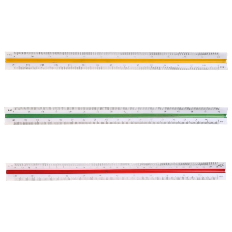 300mm Metric Scale Ruler 1:150 1:200 1:250 Triangular For Engineer Multicolor