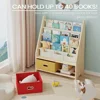 4 Tier Kids Book Shelf, Wooden Kids Book Rack Storage Bookshelf with Toy Storage Organizer, 3