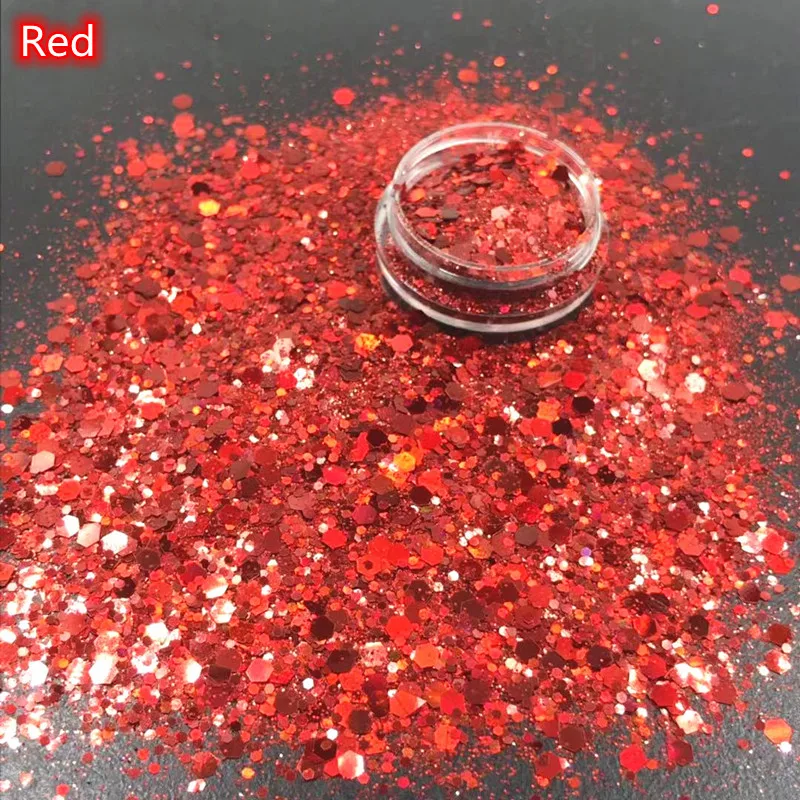 Mixed Size Holographic Laser Nail Glitter Powder DIY Manicure Gel Polish Nail Art Glitter Crafts Make Up 1Bottle