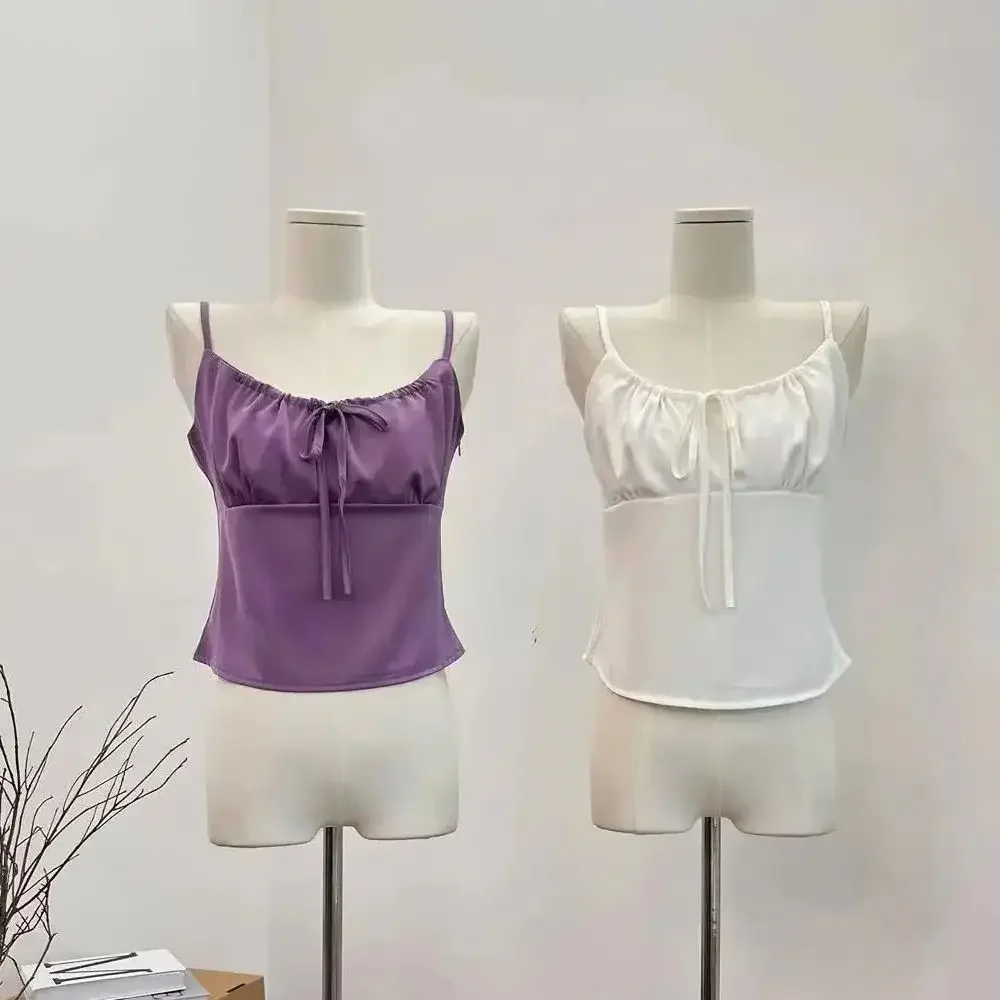 

Women's Purple Crop Top Fashion Vest 90s Aesthetic Off Shoulder Sleeveless Y2k Vintage White Tank Tops 2000s Clothes Summer 2024