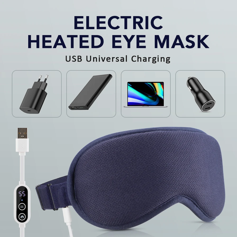 Hot Compress Massage Eye Mask Electric Heated Eye Massager for Relieve Eye Strain Dark Circles Sleeping Mask Eyeshades