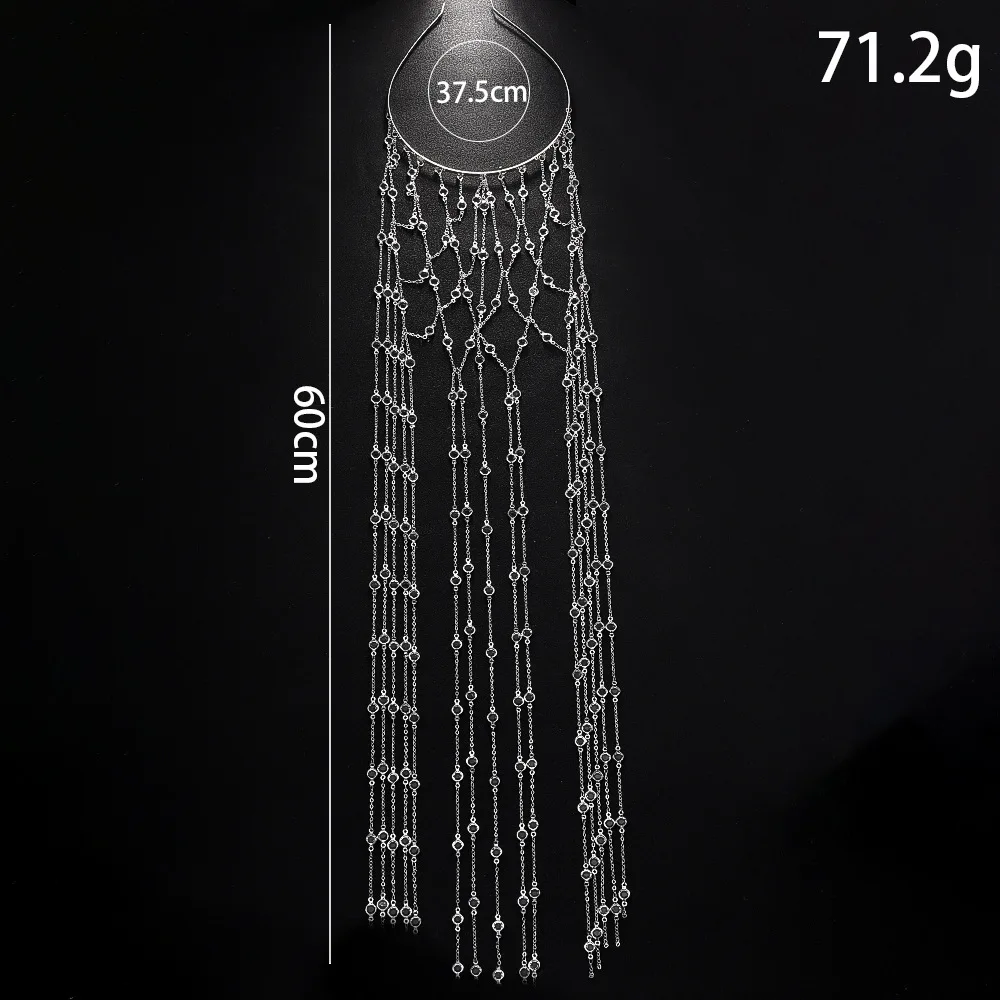 Sparkling Long Metal Tassels Chain Hairpins for Women Zircon Crystal Hair Tinsel Headband Accessories Headwear Fashion Jewelry