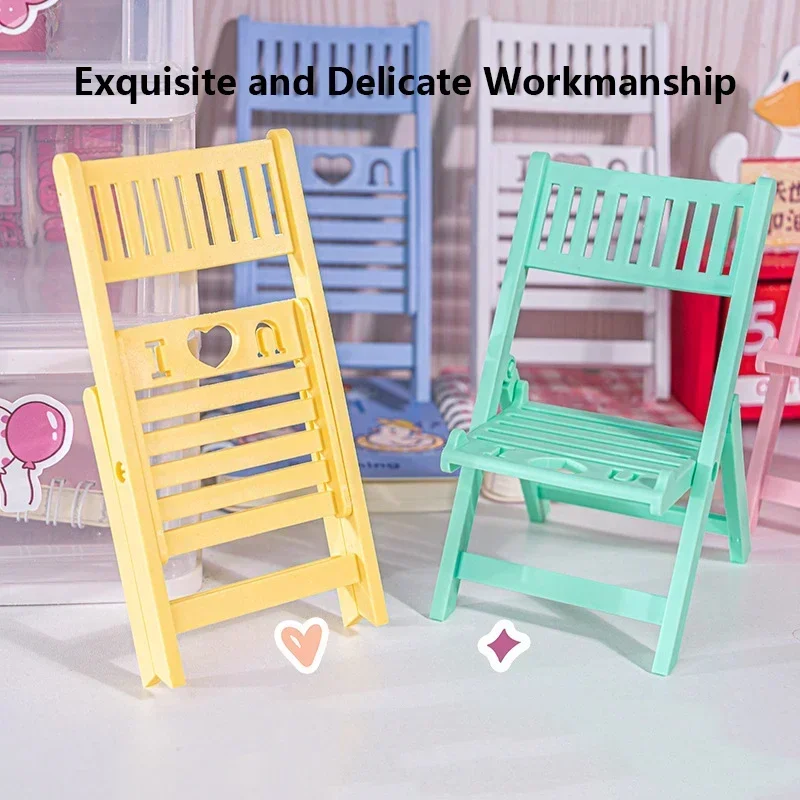 New Foldable Macaron Moblie Phone Holder Lazy Desktop Tablet Holder Beach Chair Portable Phone Holder Cute Chair Stool Cartoon
